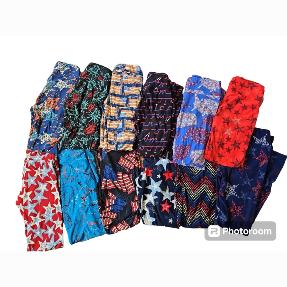Lot of 12 pairs of 4th of July Patriotic themed leggings